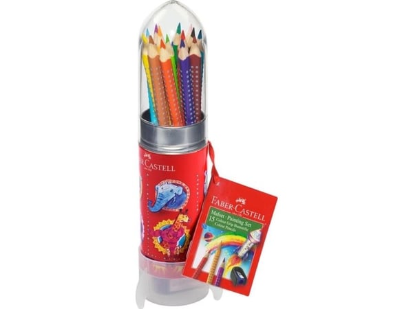 Faber-Castell 112457, Kynän vakiogrippi, Sininen, Oranssi, Violetti, Keltainen, Yksivärinen, Molempikätinen, 15 kpl