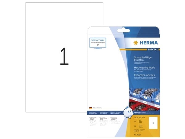 HERMA A4, Läpinäkyvä, Suorakulmio, Kiinteä, A4, Universaali, Polyesteri
