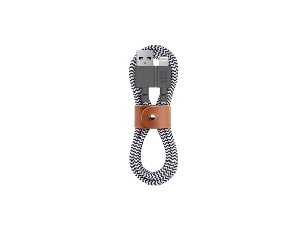 Native Union BELT-KV-L-ZEB-2, 1,2 m, Lightning, USB A, Hankjønn, Hankjønn, Sort, Hvit