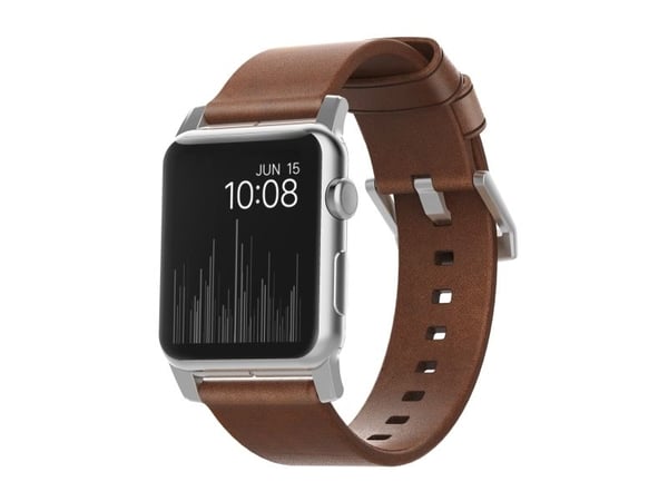 Nomad Modern Strap - Limited Edition - klokkestropp for smart armbåndsur - 150-210 mm - brun, sølvmaskinvare - for Apple Watch Hermès Series 9, SE ...