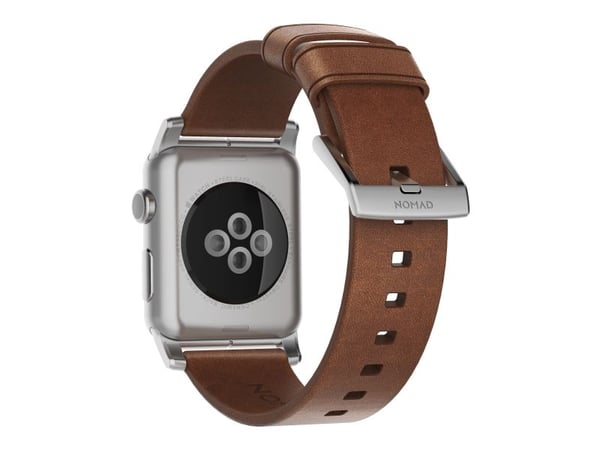 Nomad Modern Strap - Limited Edition - klokkestropp for smart armbåndsur - 150-210 mm - brun, sølvmaskinvare - for Apple Watch Hermès Series 9, SE ...