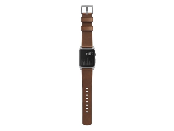 Nomad Modern Strap - Limited Edition - klokkestropp for smart armbåndsur - 150-210 mm - brun, sølvmaskinvare - for Apple Watch Hermès Series 9, SE ...