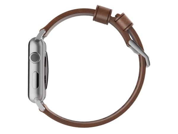 Nomad Modern Strap - Limited Edition - klokkestropp for smart armbåndsur - 150-210 mm - brun, sølvmaskinvare - for Apple Watch Hermès Series 9, SE ...