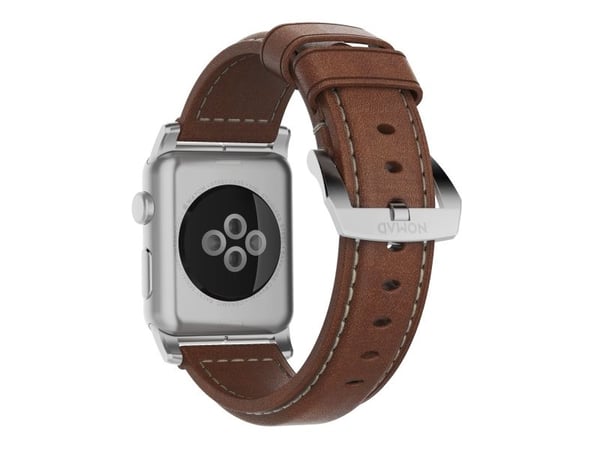 NOMAD Traditional Band - lærrem for Apple Watch 46mm/49mm, Horween-lær (rustikk brun, sølvfarget maskinvare)
