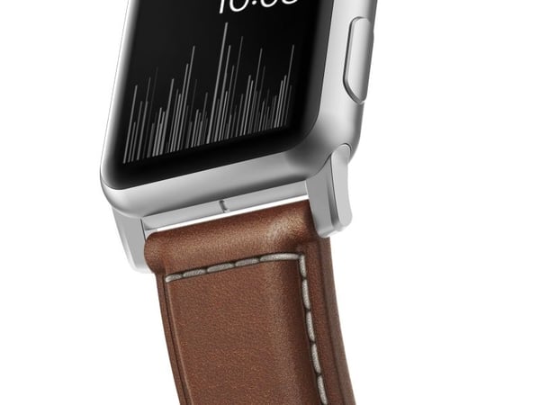 NOMAD Traditional Band - lærrem for Apple Watch 46mm/49mm, Horween-lær (rustikk brun, sølvfarget maskinvare)