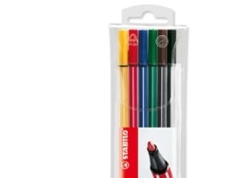 STABILO Pen 68, 6 färger, Blå, Grön, Orange, Rosa, Röd, Gul, Rundad spets, 1 mm, Blå, Grön, Orange, Rosa, Röd, Gul, Hexagonal