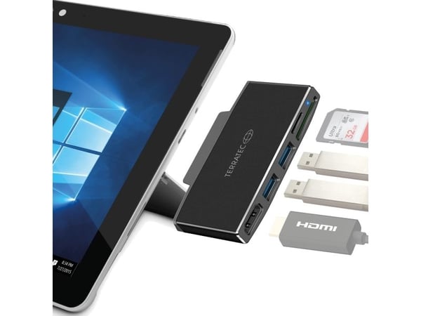 Terratec CONNECT Go1, Sort, MMC, MicroSD (TransFlash), SD, 5 Gbit/s, 4K Ultra HD, 3840 x 2160 piksler, Aluminium