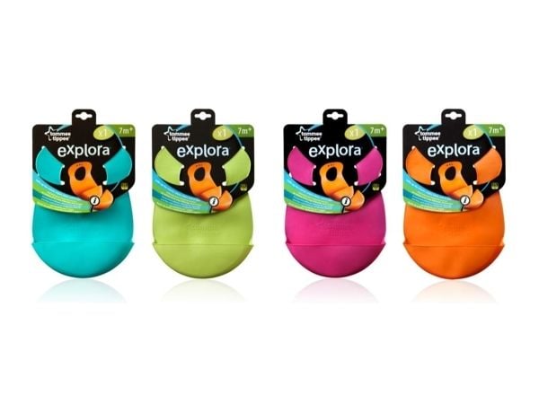 Tommee Tippee Explora Roll''n''Go, Ruoka-/syöttölappu, Monivärinen, 7 kuukautta, Yksivärinen, Snap, Silikoni