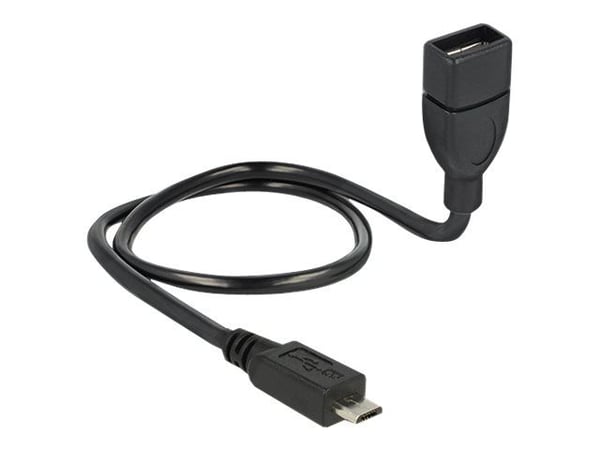 Delock OTG ShapeCable - USB-forlengelseskabel - USB (hunn) til Micro-USB type B (hann) - USB 2.0 OTG - 50 cm - svart