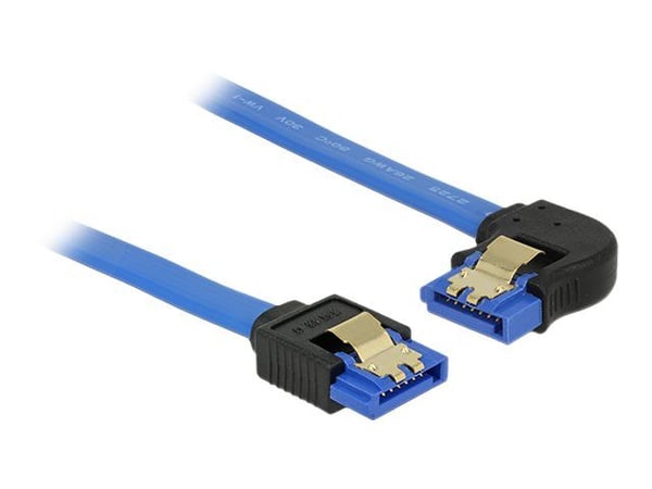 DeLOCK - SATA-kaapeli - Serial ATA 150/300/600 - SATA (R) lige til SATA (R) venstrevinklet - 70 cm - haspet - blå - sininen