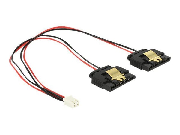 DeLOCK 85249, Molex (2-pin), 2 x SATA 15-pinninen, 0,2 m, Naaras, Suora, Suora