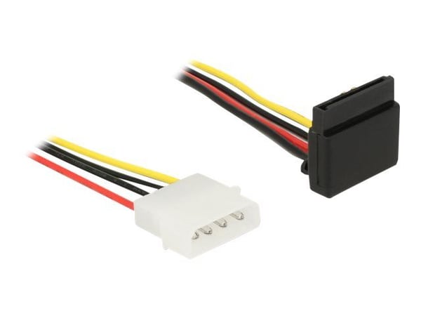 Delock SATA 15 pin receptacle > 4 pin Molex male metal - Strømadapter - SATA-strøm (R) oppvinklet til 4-pins intern strøm (12V) (hann) - + 5, + 12 ...