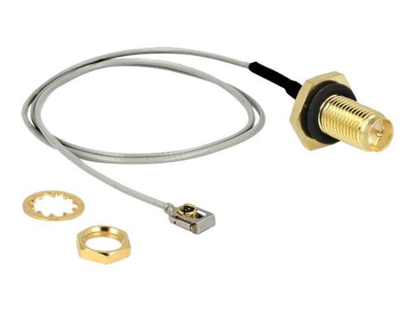 Delock - Antennekabel - RP-SMA hun skillerum til MHF I LK han - 35 cm - koaksial - grå, sortti