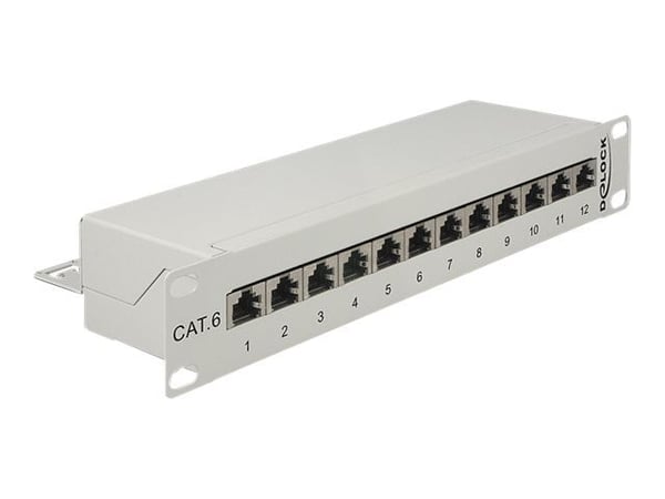 Delock - Koblingspanel - CAT 6 - RJ-45 X 12 - lysegrå - 1U - 10"