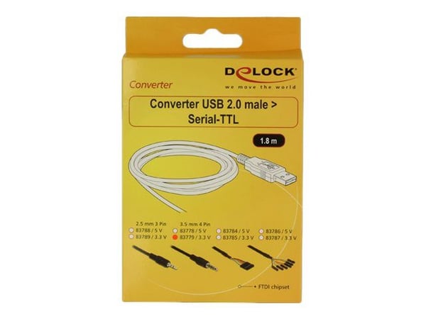 Delock Converter USB 2.0 > Serial-TTL 2.5 mm 3 pin stereo jack 1.8 m (3.3 V) - Seriell adapter - USB - serie