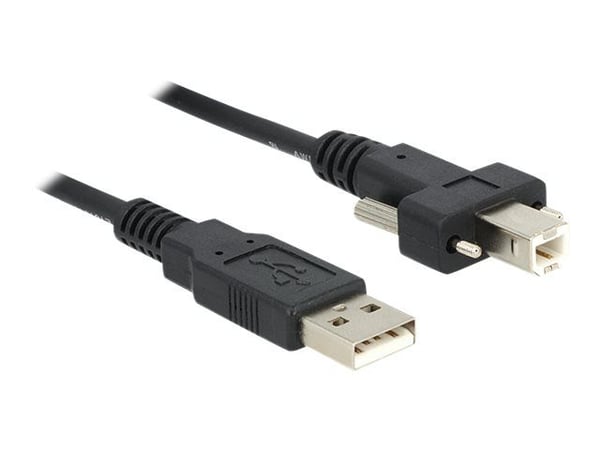 Delock - USB-kabel - USB-type B (hann) til USB (hann) - 2 m - tommelskruer - svart