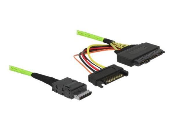 Delock OCuLink - SAS intern kabel - OCuLink (SFF-8611) til SATA-strøm, U.2 (SFF-8639) - 50 cm (data) / 10 cm (strøm)