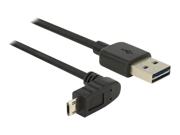 Delock - USB-kabel - USB (hann) rett til Micro-USB type B (hann) vinklet - USB 2.0 - 2 m - reversible kontakter - svart