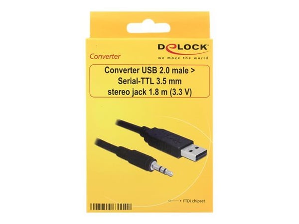 Delock Converter USB 2.0 > Serial-TTL 3.5 mm stereo jack - Seriell adapter - USB 2.0 - serie - svart