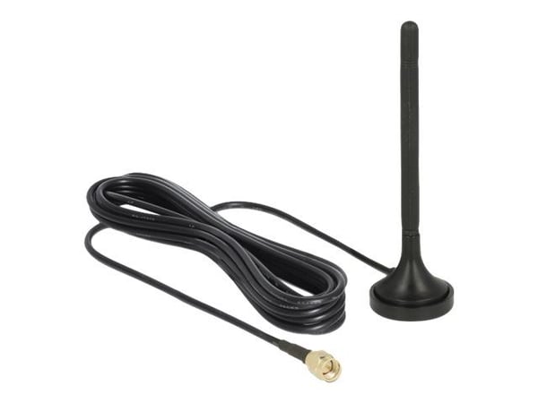 DeLOCK - Antenni - 11,08 cm - 2 dBi - ympärisäteilevä - ulko-, sisä- ja magneettikiinnitteinen - musta