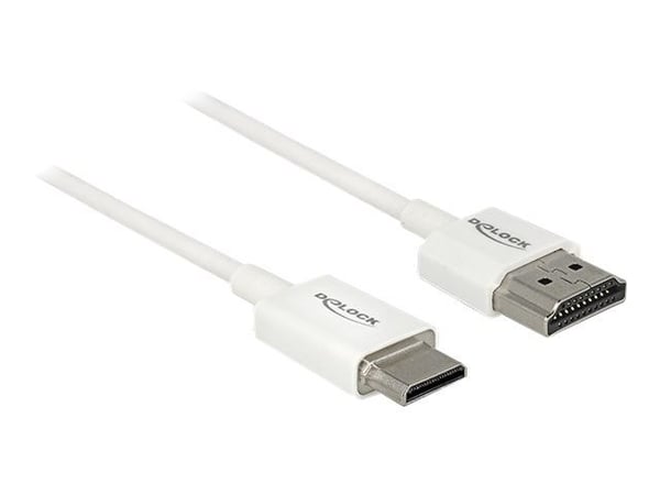 DeLOCK Slim High Quality - HDMI ja Ethernet-kaapeli - mini HDMI (M) - HDMI (M) - 25cm - kolminkertaisesti suojattu kierretty parikaapeli - valkoine...