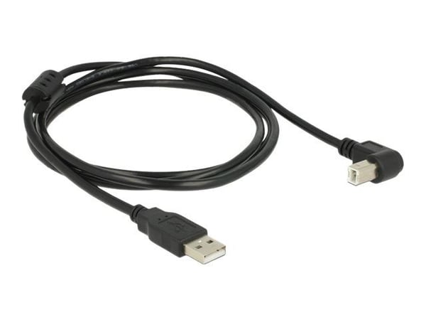 DeLOCK - USB-kaapeli - USB (han) til USB Type B (han) - USB 2.0 - 1,5 m - 90° stikforbindelse - sortti