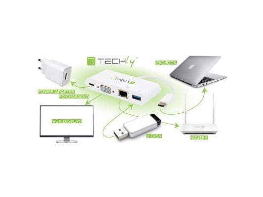 TECHly - Extern videoadapter - USB-C 3.1 - VGA - vit