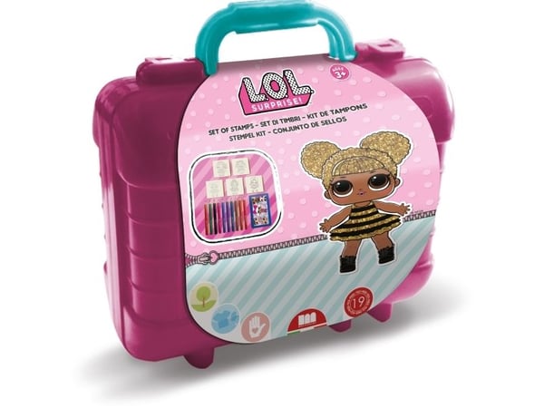 Multiprint Travel set valigetta in platica LOL, Stämpelset för barn, 3 År, Giftfri, Multifärg