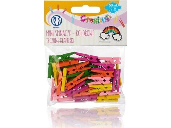 Mini fargerike treklips 50 stk. regnbuespenner ASTRA Creativo
