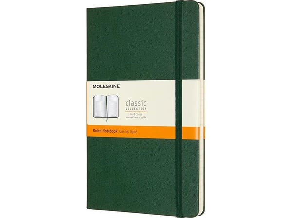 Moleskine Classic, Monokromatisk, Grønn, 240 ark, 70 g/m², Linjerte ark, Innbundet (hardcover)