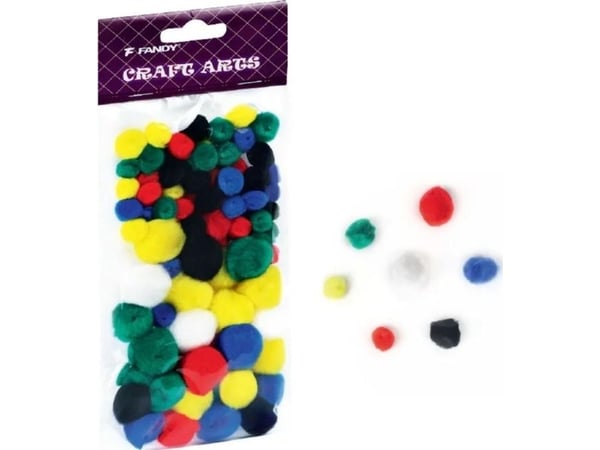 FANDY fargerike dusker/pom poms Fandy mix 78 stk