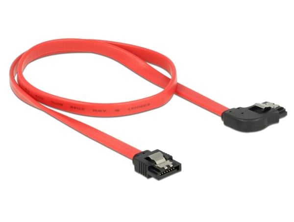 Delock - SATA-kabel - Serial ATA 150/300/600 - SATA (hunn) til SATA (hunn) - 50 cm - låst, rettvinklet kontakt - rød