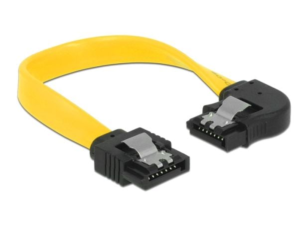 Delock - SATA-kabel - Serial ATA 150/300/600 - SATA (hann) til SATA (hann) - 10 cm - låst, venstrevinklet kontakt - gul