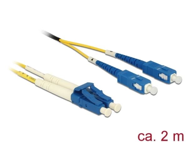 Delock - Nettverkskabel - LC-enkeltmodus (hann) til SC-enkeltmodus (hann) - 2 m - fiberoptisk - 9 / 125 micron - OS2 - halogenfri - gul