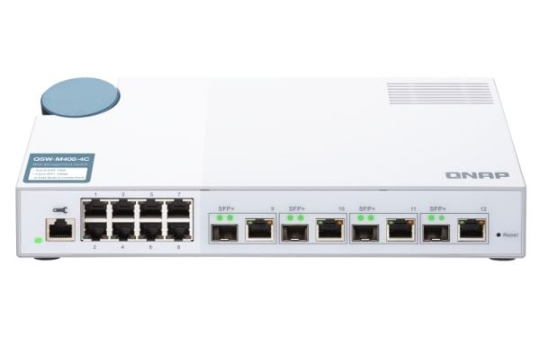 QNAP QSW-M408-4C - Switch - Styrt - 8 x 10/100/1000 + 4 x kombo 10 Gigabit SFP+ - stasjonær