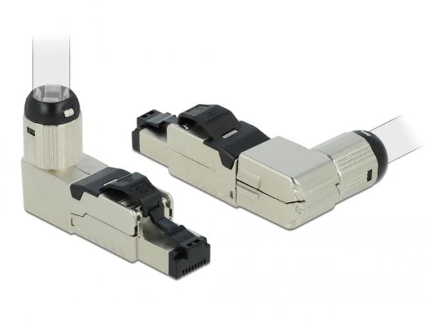 DeLOCK 86489, 1x RJ-45, Harmaa, Uros, Kulmikas, Sinkki, Cat8.1