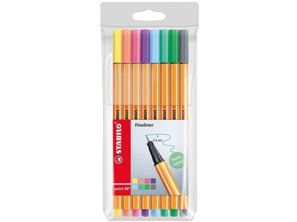 Stabilo fineliner point 8 – 8 färger pastell