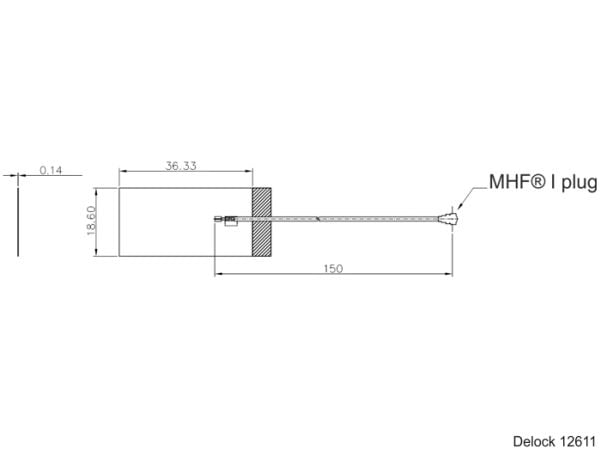 Delock WLAN 802.11 ac/ax/a/h/b/g/n Antenne MHF I plugg 2,7 - 3,0 dBi 1,13 15 cm FPC intern selvklebende - Antenne - Smart Home - 2,7-3 dBi - selvkl...