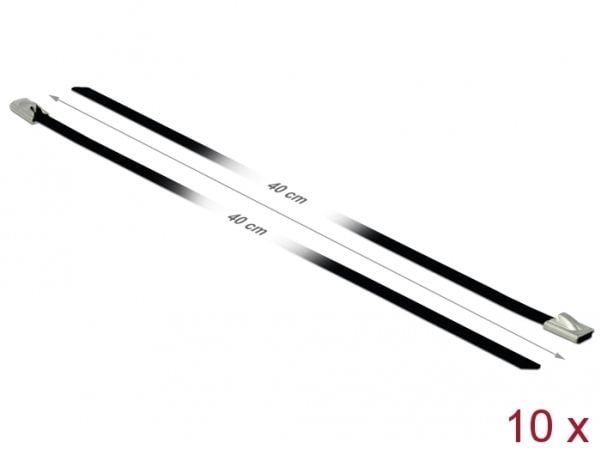 DeLOCK 18811, Terästä, Musta, 40 cm, 4,6 mm, 10 kpl