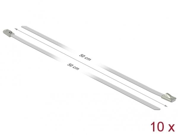 DeLOCK 18820, Terästä, Valkoinen, 50 cm, 4,6 mm, 10 kpl