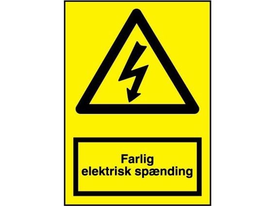 JO SAFETY varningsskylt triangel gul med svart blixt 148x210 mm plast 1 mm