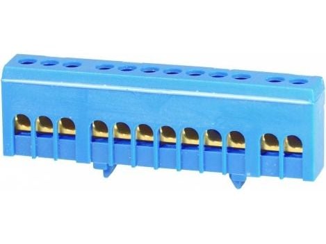 Simet liitäntäliitin TS35 eristetty nollajohdin N 12-napainen 12x16mm2 sininen 870N-12FS (89822003)