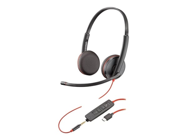 Poly Blackwire C3225 - 3200 Series - hodesett - on-ear - kablet - 3,5 mm jakk, USB-C - lydisolerende