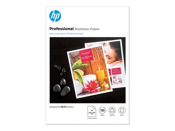 HP Professional - Matto - A4 (210 x 297 mm) - 180 g/m² - 150 ark fotopapir - Deskjet 15XX, Ink Advantage 27XX; Officejet 80XX, 9012; Photosmart B11...