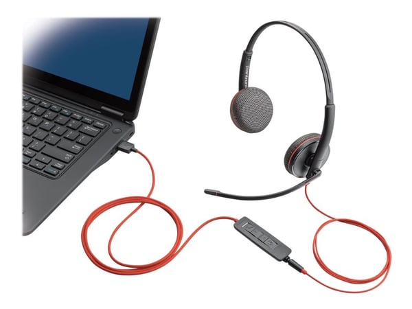 Poly Blackwire C3225 - 3200 Series - hodesett - on-ear - kablet - 3,5 mm jakk, USB-C - lydisolerende