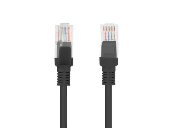 Lanberg - Koblingskabel - RJ-45 (hann) til RJ-45 (hann) - 4.8 mm - UTP - CAT 5/5e - formstøpt, uten hindringer, flertrådet - svart, RAL 9004