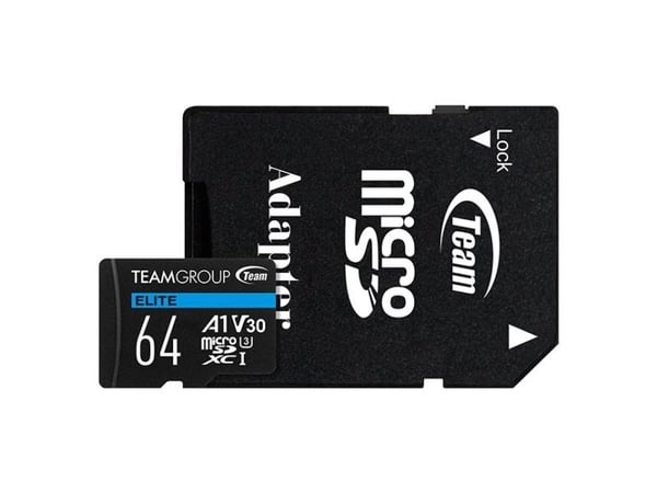 Team ELITE A1 - Flashminnekort (SD-adapter inkludert) - 64 GB - A1 / Video Class V30 / UHS-I U3 - microSDXC