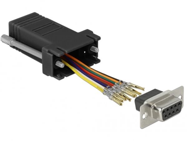 DeLOCK 66165, Sub-D 9 pin, Rj-45, Musta, Ruostumaton teräs