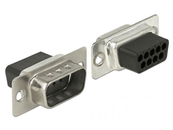 DeLOCK 66166, Sub-D, Rj-45, Musta, Ruostumaton teräs