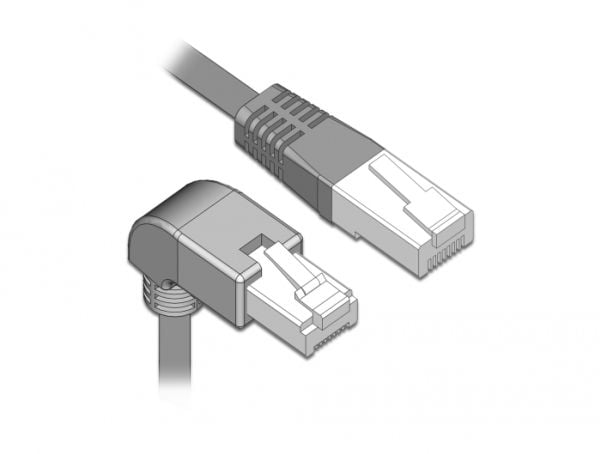 Delock - Koblingskabel - RJ-45 (hann) vinklet nedover til RJ-45 (hann) rett - 50 cm - 0.56 cm - SF/UTP - CAT 5e - halogenfri, formstøpt, flertrådet...